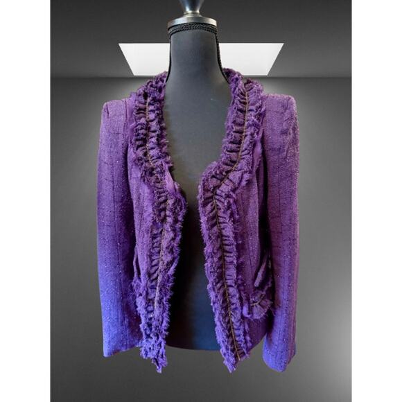 Personal Privilege Jackets & Blazers - Personal Privilege Ruffled V-Neck Purple Jacket (size M)